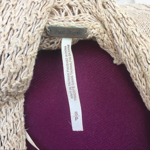 Free People Tan Neutral Cable Knit Cardigan Sweater Size Small - Picture 7 of 12